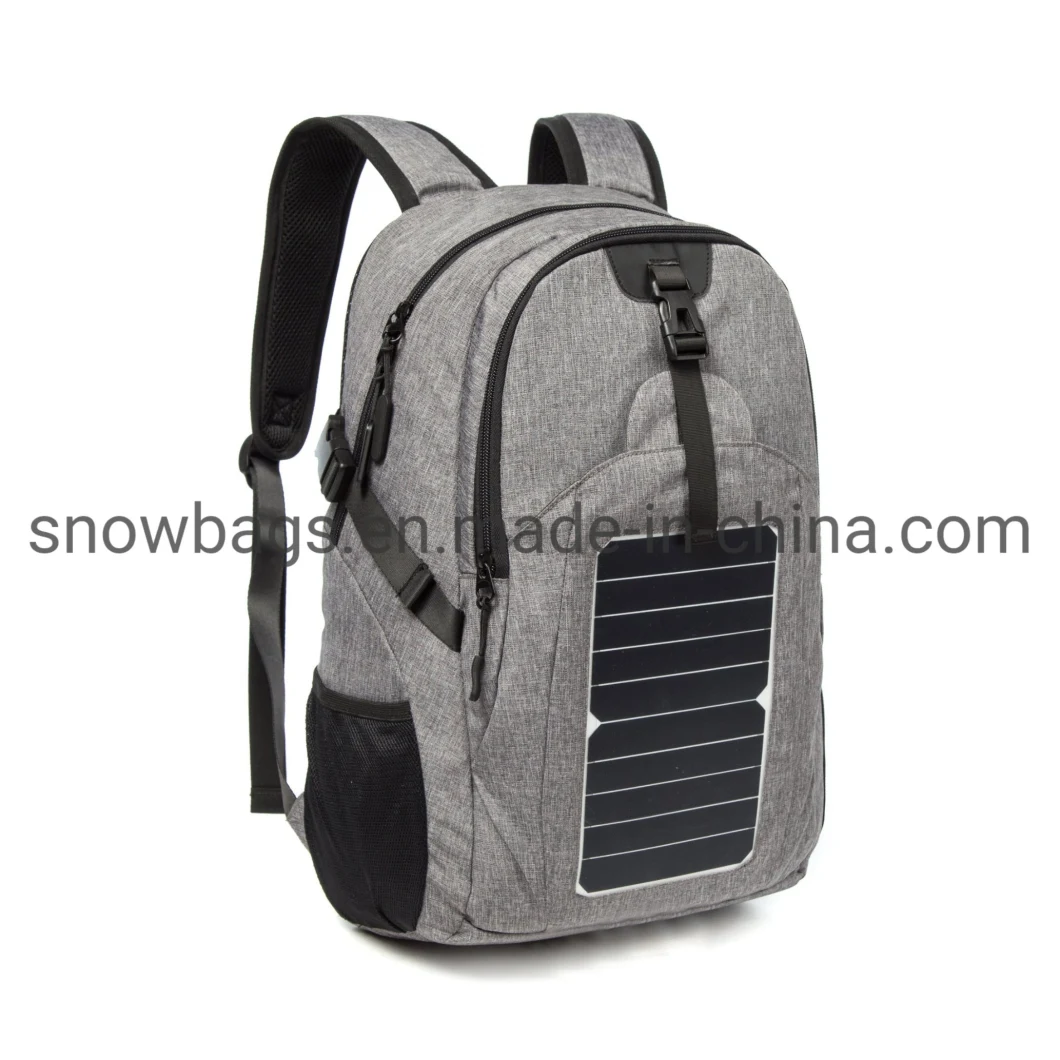 Gray and Black Color Laptop Backpack with Solar Camping