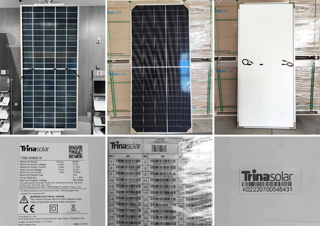 Trina Vertex S Panneau Solaire Monocrystalline Solar Panel Price 400W 425W 435W 450W 500W 670W Full Black PV Modul