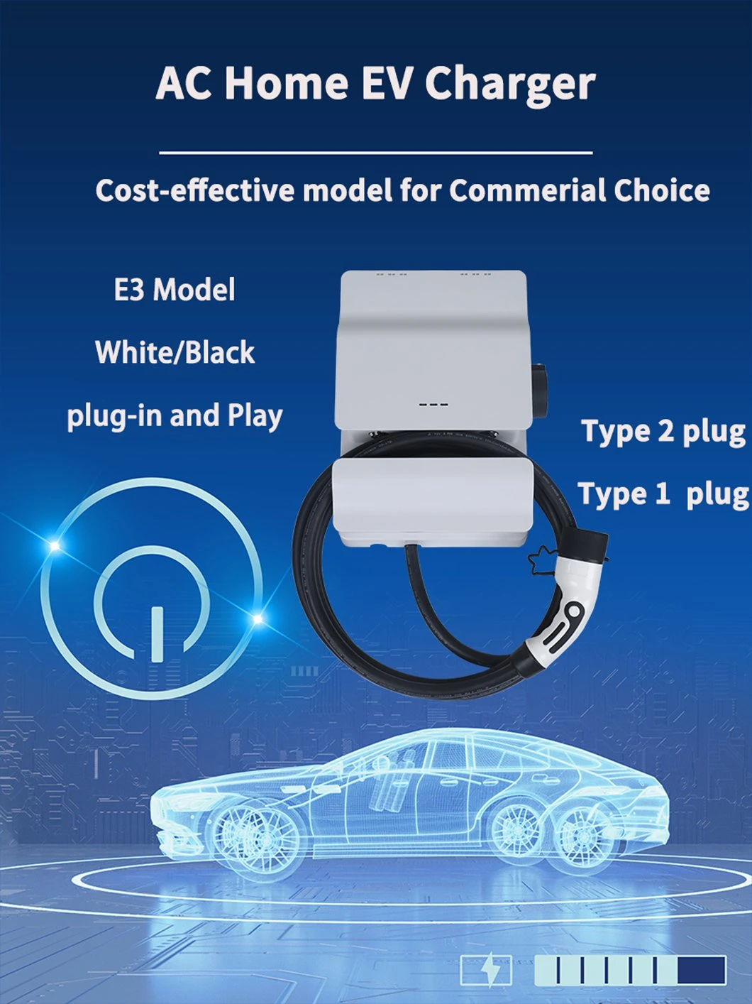 Evse AC EV Charger 11kw Wallbox with Type2 Charging Plug