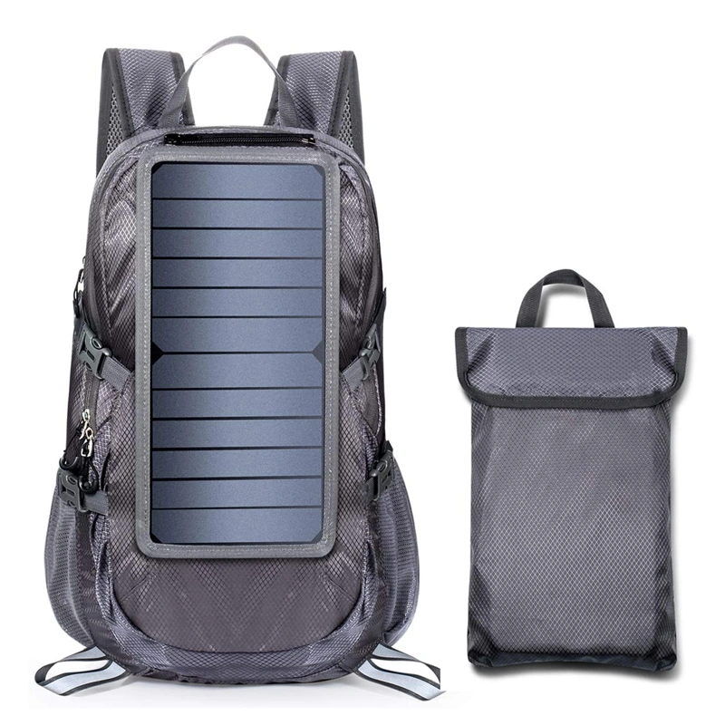 Foldable Hiking Solar Backpack with Removable 7 Watt Solar Panel for Smart Phones Tablets GPS Bluetooth