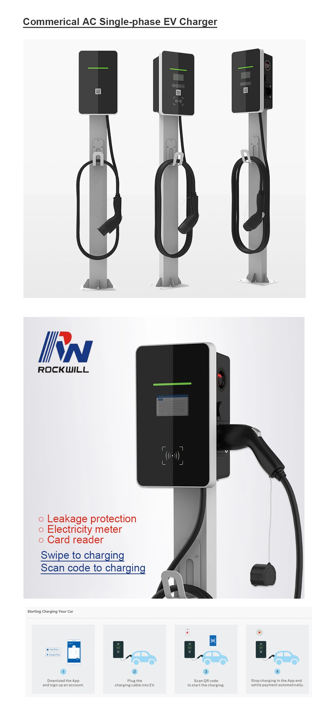 22kw AC Three-Phase Commercial EV Charging Wallbox